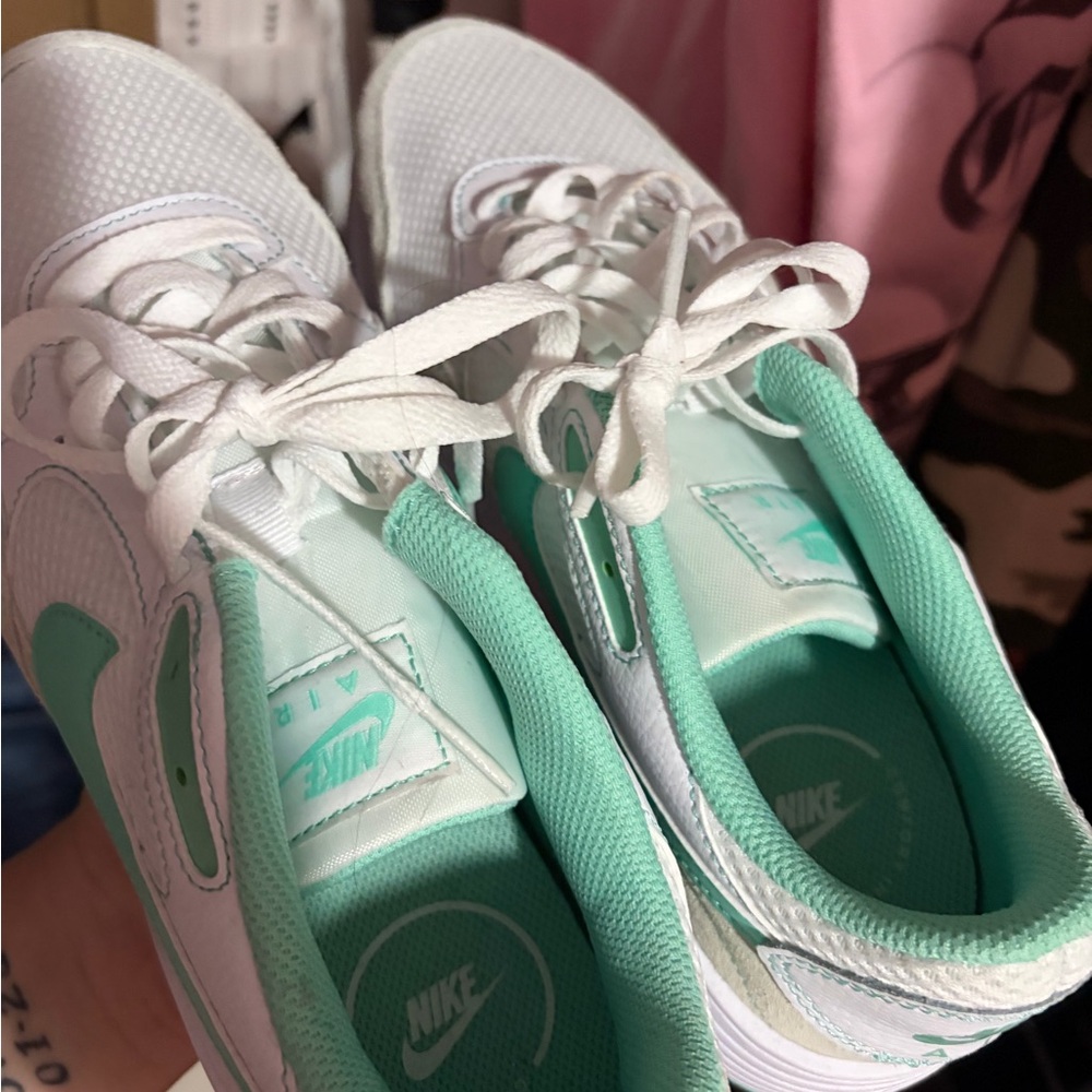Nike Women's White and Mint Green Sneakers - Picture 2 of 4